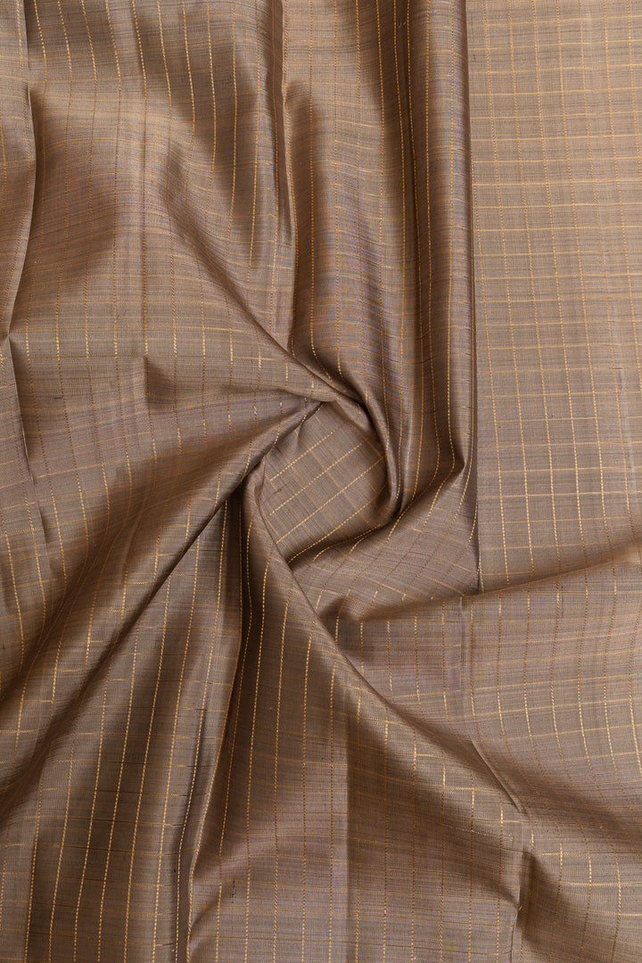 Grey and purple rettai pettu pure Kanchipuram silk saree