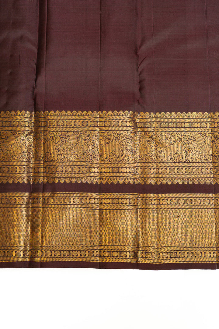 Grey and purple rettai pettu pure Kanchipuram silk saree