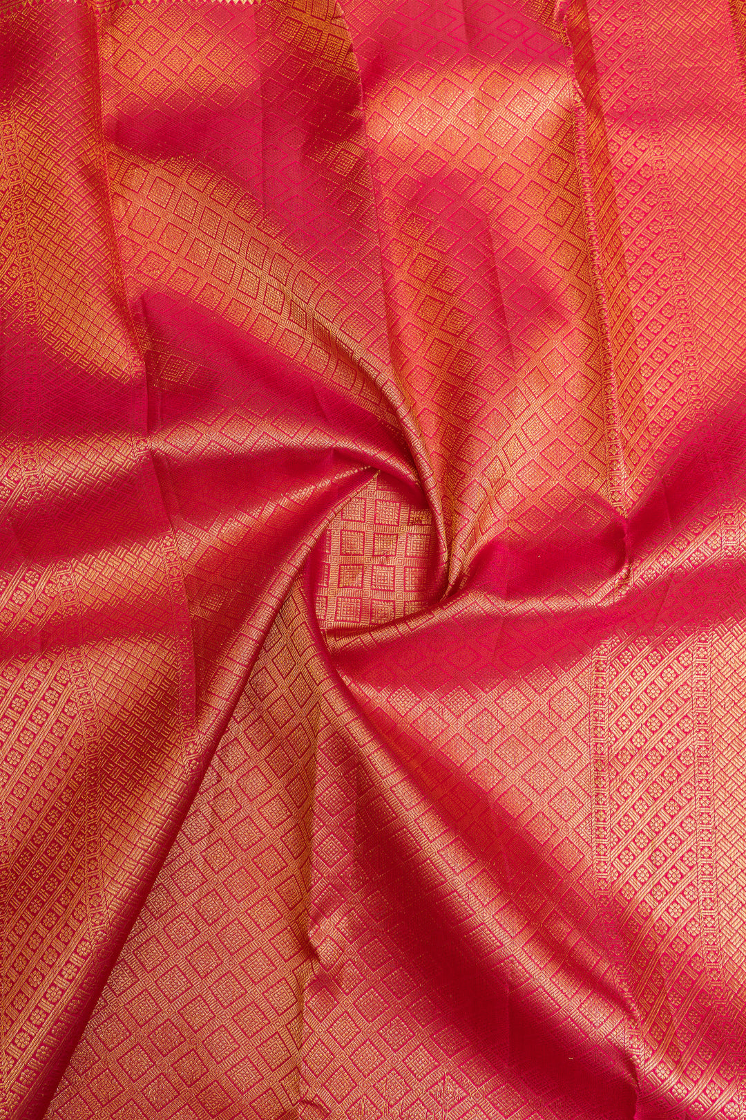 Rose pink Zari checks pure Kanchipuram silk saree