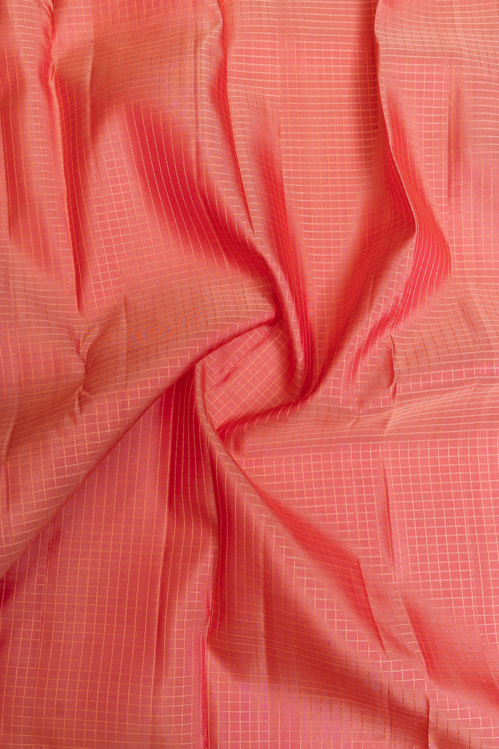 Rose pink Zari checks pure Kanchipuram silk saree