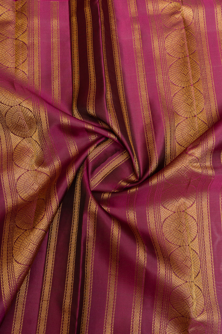 Maroon vintage stripes pure Kanchipuram silk saree