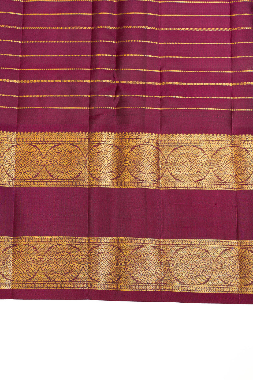 Maroon vintage stripes pure Kanchipuram silk saree