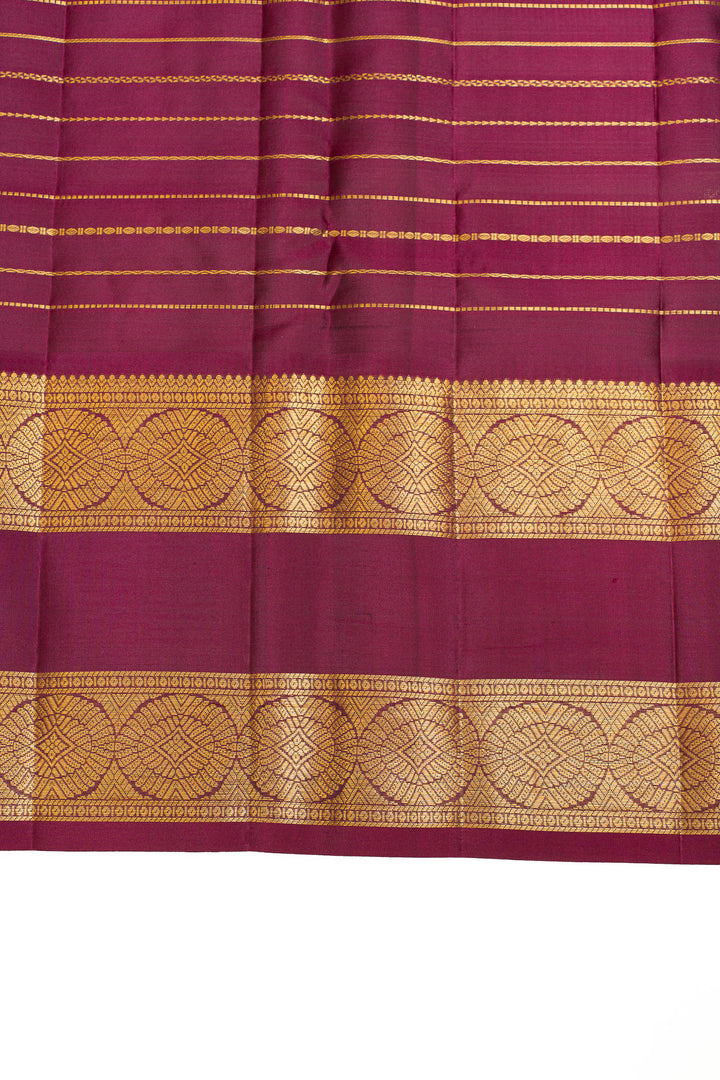 Maroon vintage stripes pure Kanchipuram silk saree