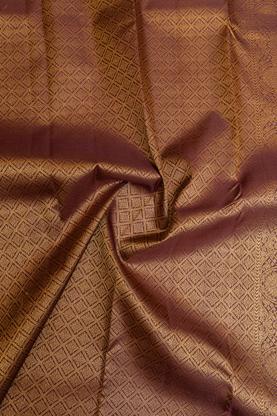 Aubergine purple Zari stripes pure Kanchipuram silk saree