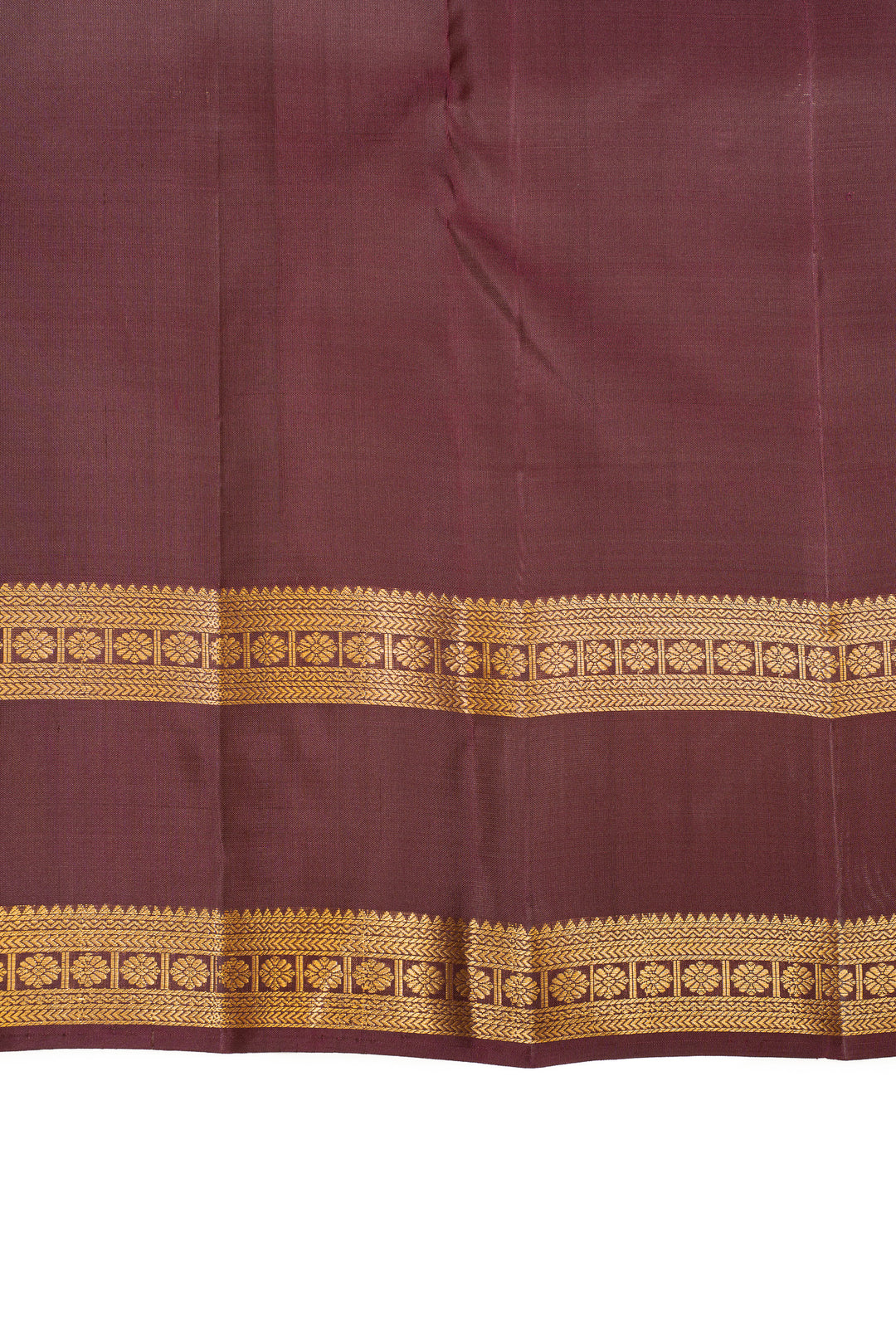 Aubergine purple Zari stripes pure Kanchipuram silk saree