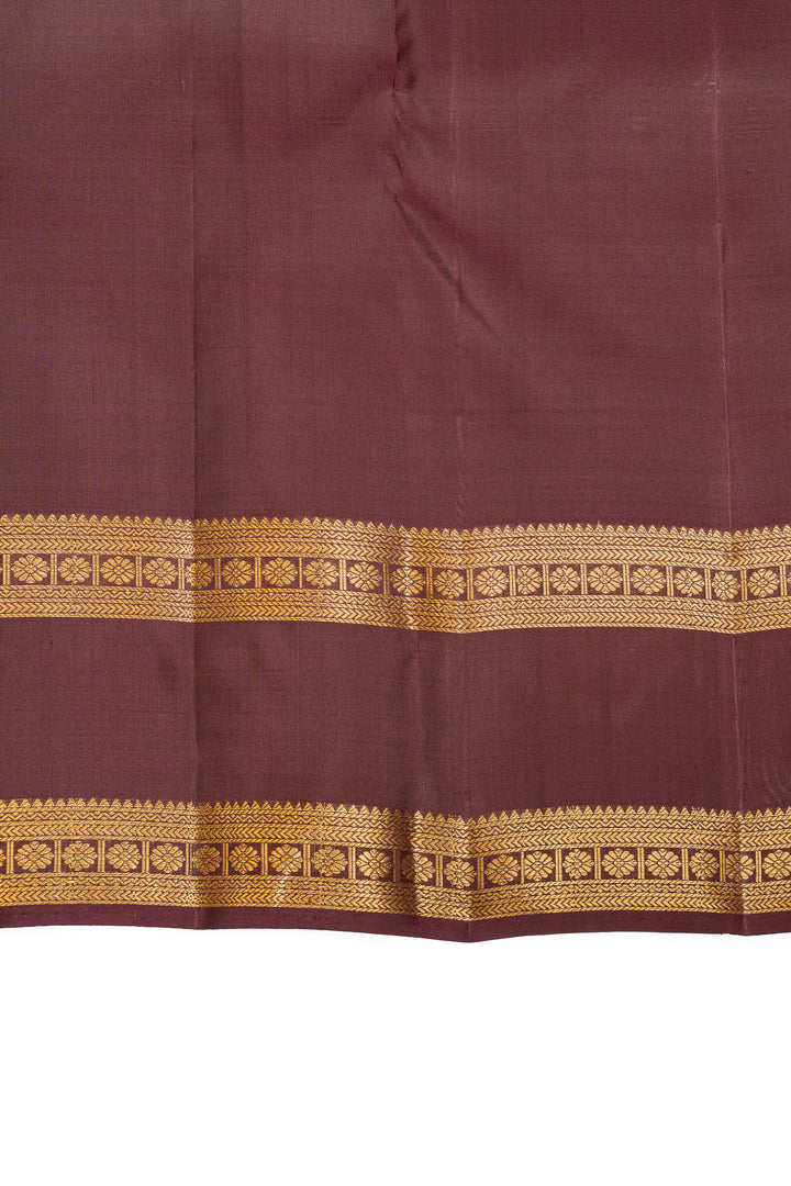 Aubergine purple Zari stripes pure Kanchipuram silk saree