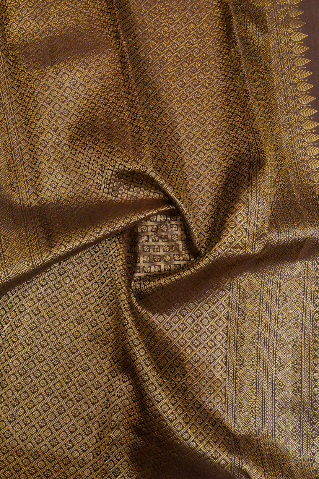 Maroon and brown pure Kanchipuram silk saree