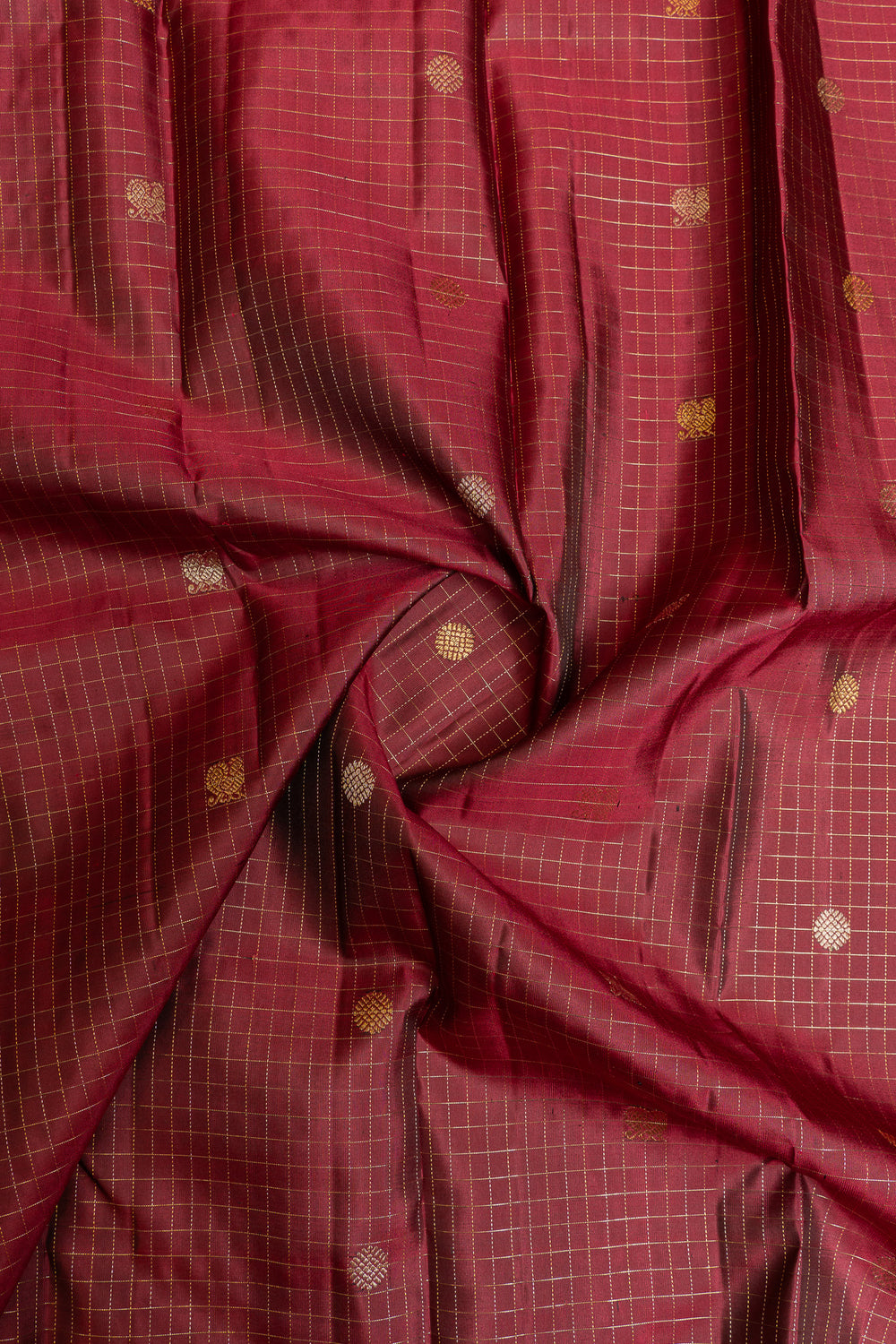 Maroon and brown pure Kanchipuram silk saree