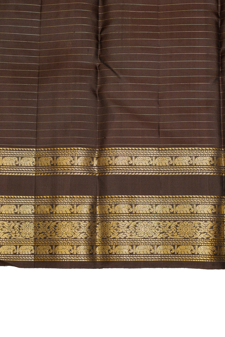 Maroon and brown pure Kanchipuram silk saree