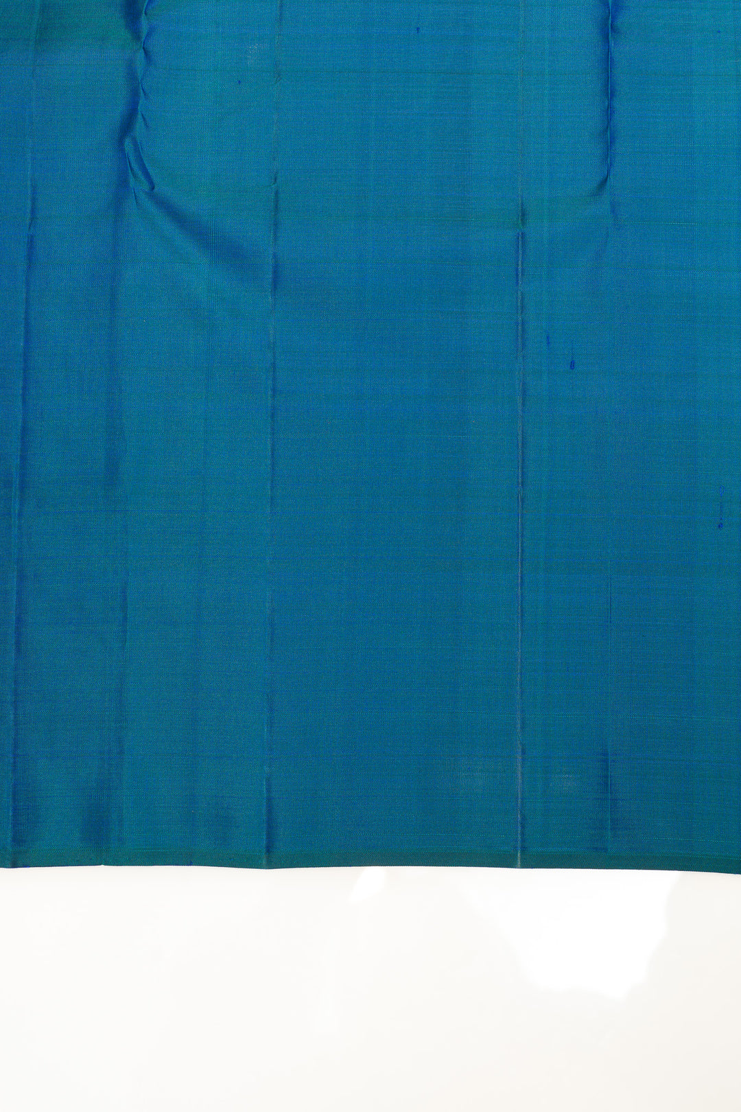 Peacock blue borderless pure Kanchipuram silk saree