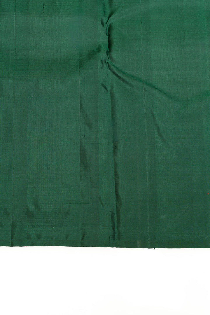 Bottle green borderless pure Kanchipuram silk saree