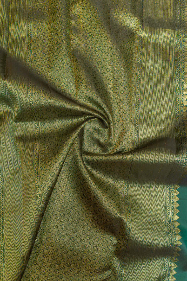 Emerald green traditional pure Kanchipuram silk saree