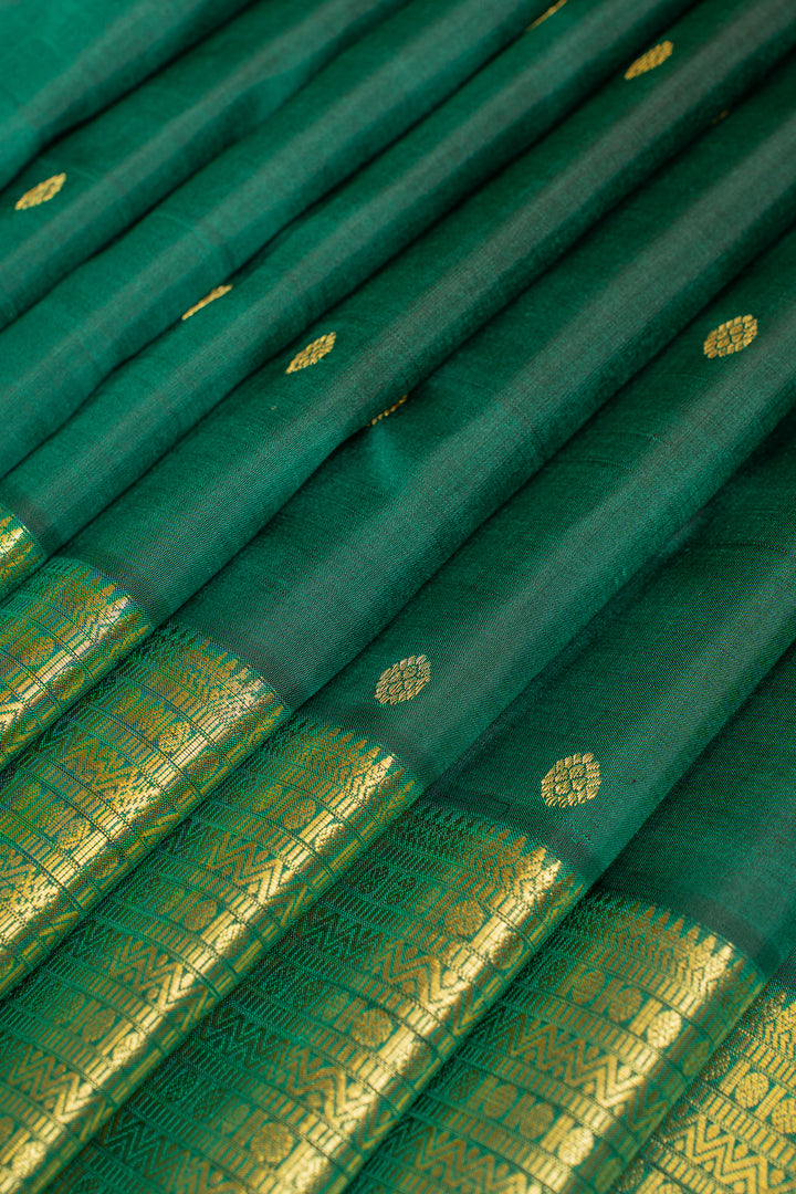 Emerald green traditional pure Kanchipuram silk saree