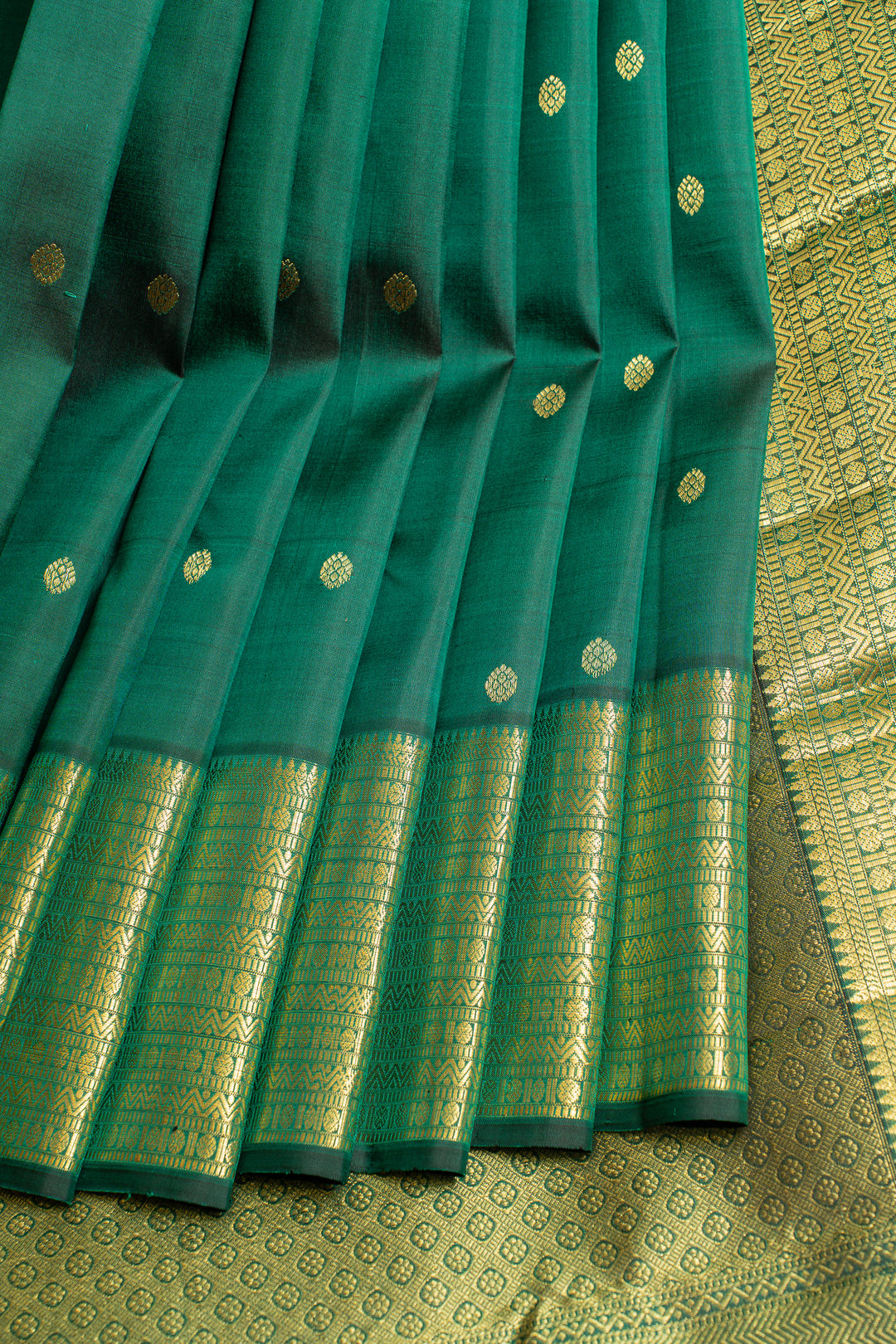 Emerald green traditional pure Kanchipuram silk saree