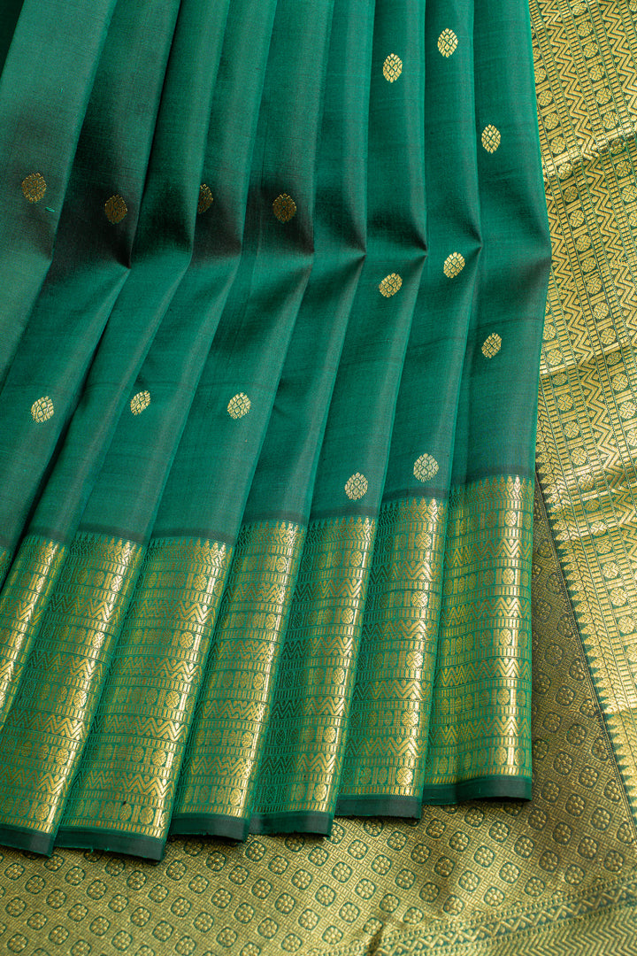 Emerald green traditional pure Kanchipuram silk saree