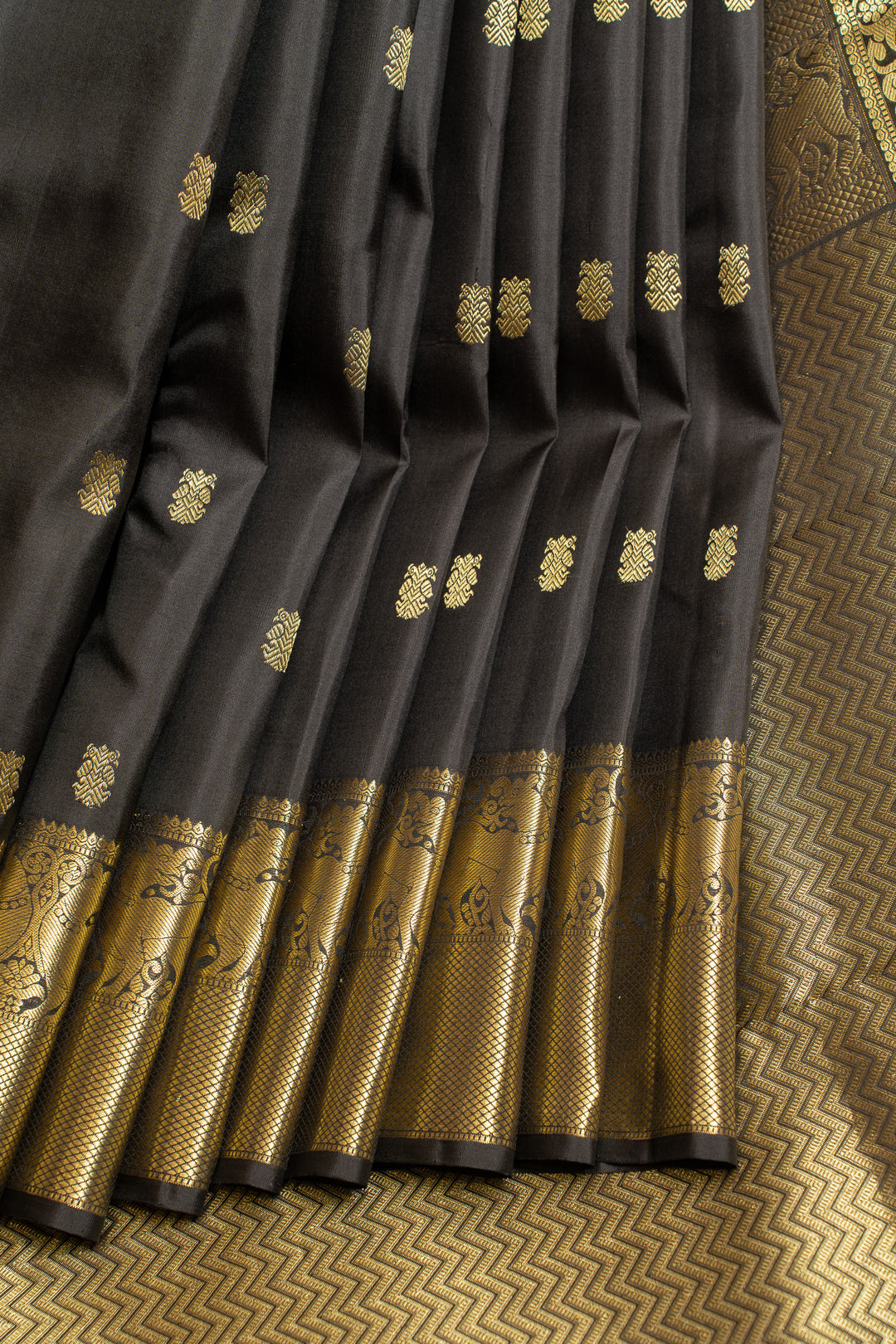Black iruthalaipakshi pure Kanchipuram silk saree