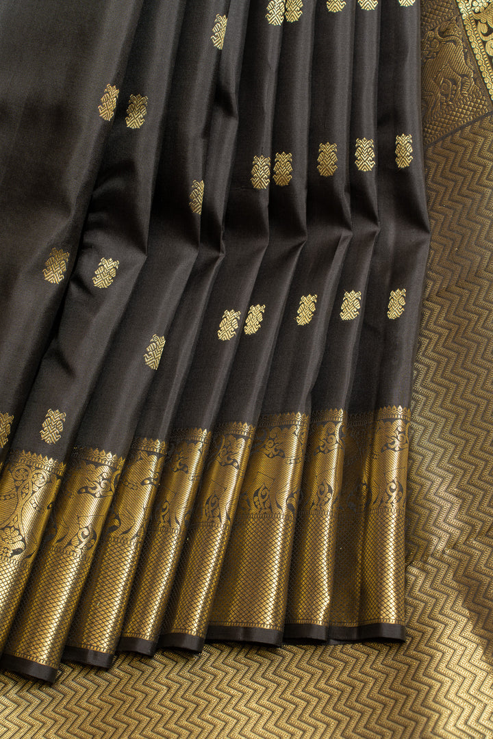 Black iruthalaipakshi pure Kanchipuram silk saree