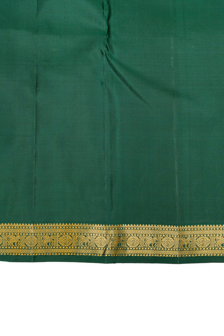 Pine green small border pure Kanchipuram silk saree