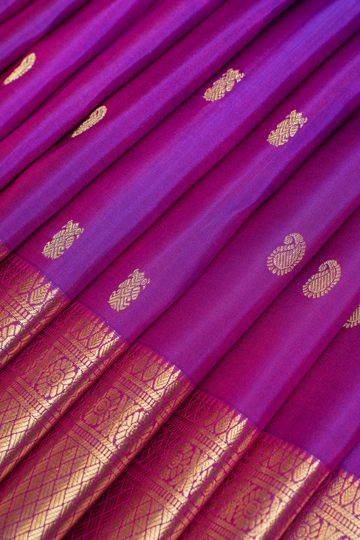 Purple buttis traditional pure Kanchipuram silk saree