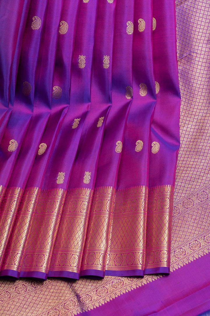 Purple buttis traditional pure Kanchipuram silk saree