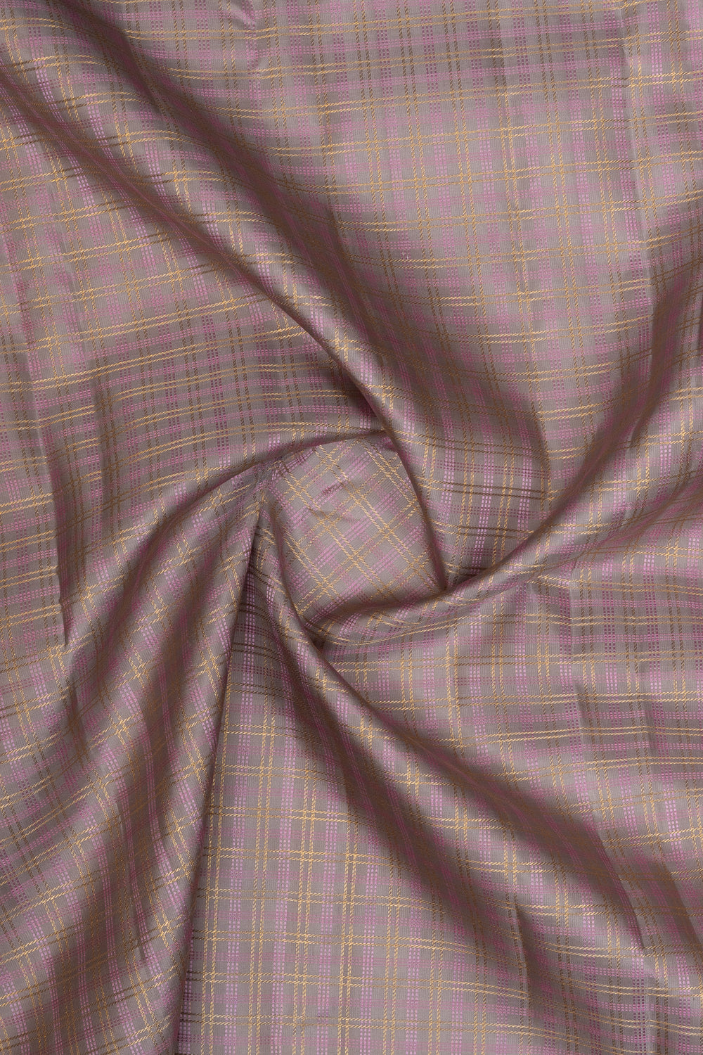 Lavender purple checks turning border pure Kanchipuram silk saree