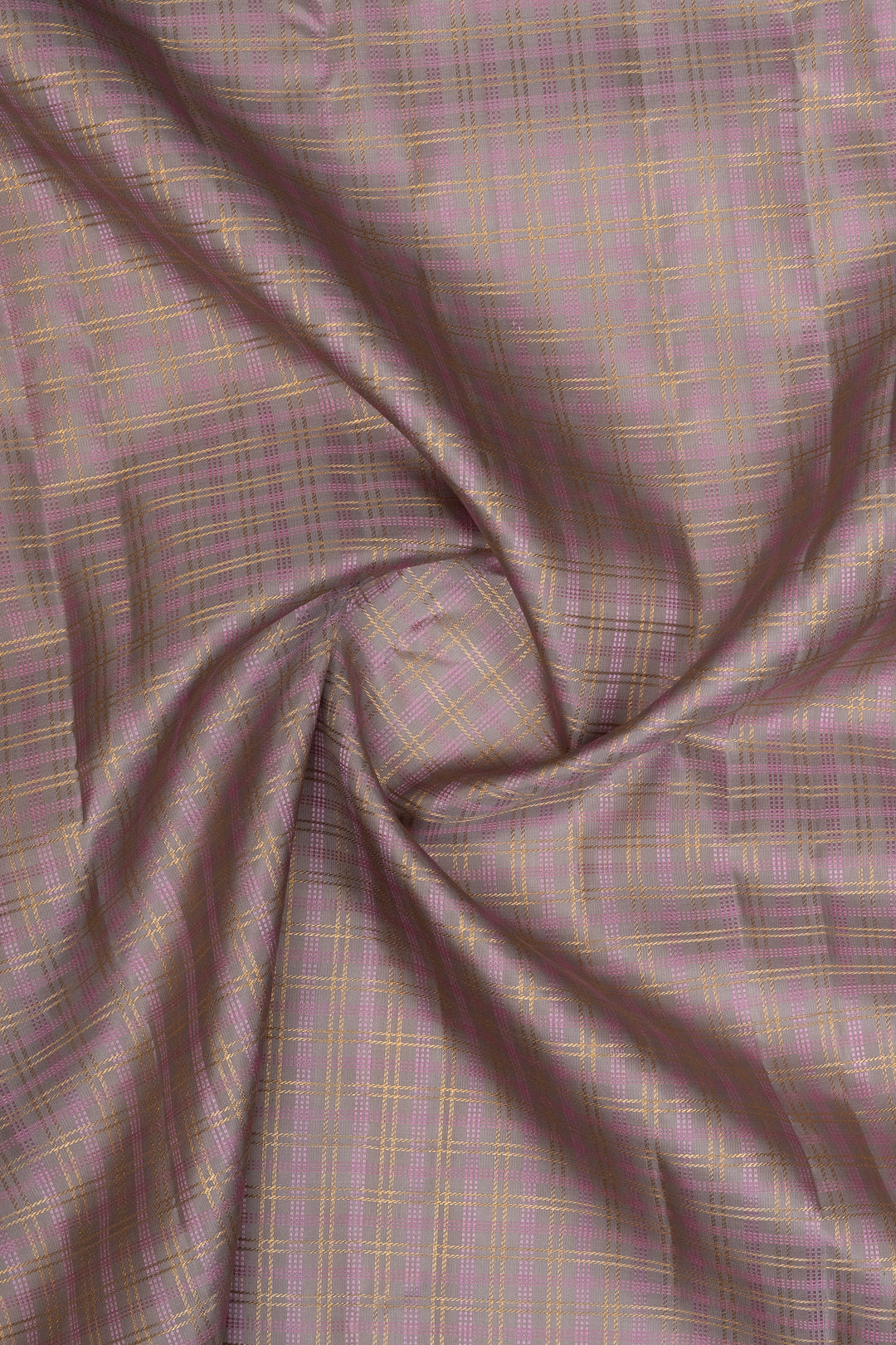 Lavender purple checks turning border pure Kanchipuram silk saree