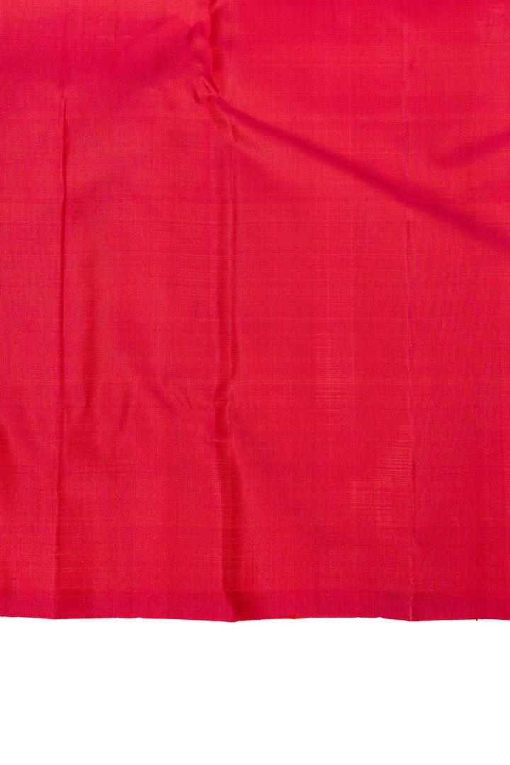 Reddish pink borderless pure Kanchipuram silk saree