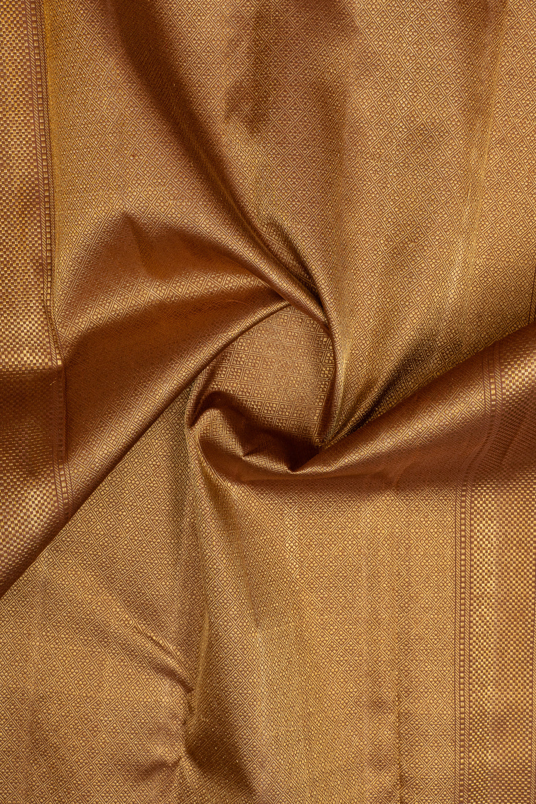 Yellow and brown Jamdani need checks  pure kanchipuram silk saree