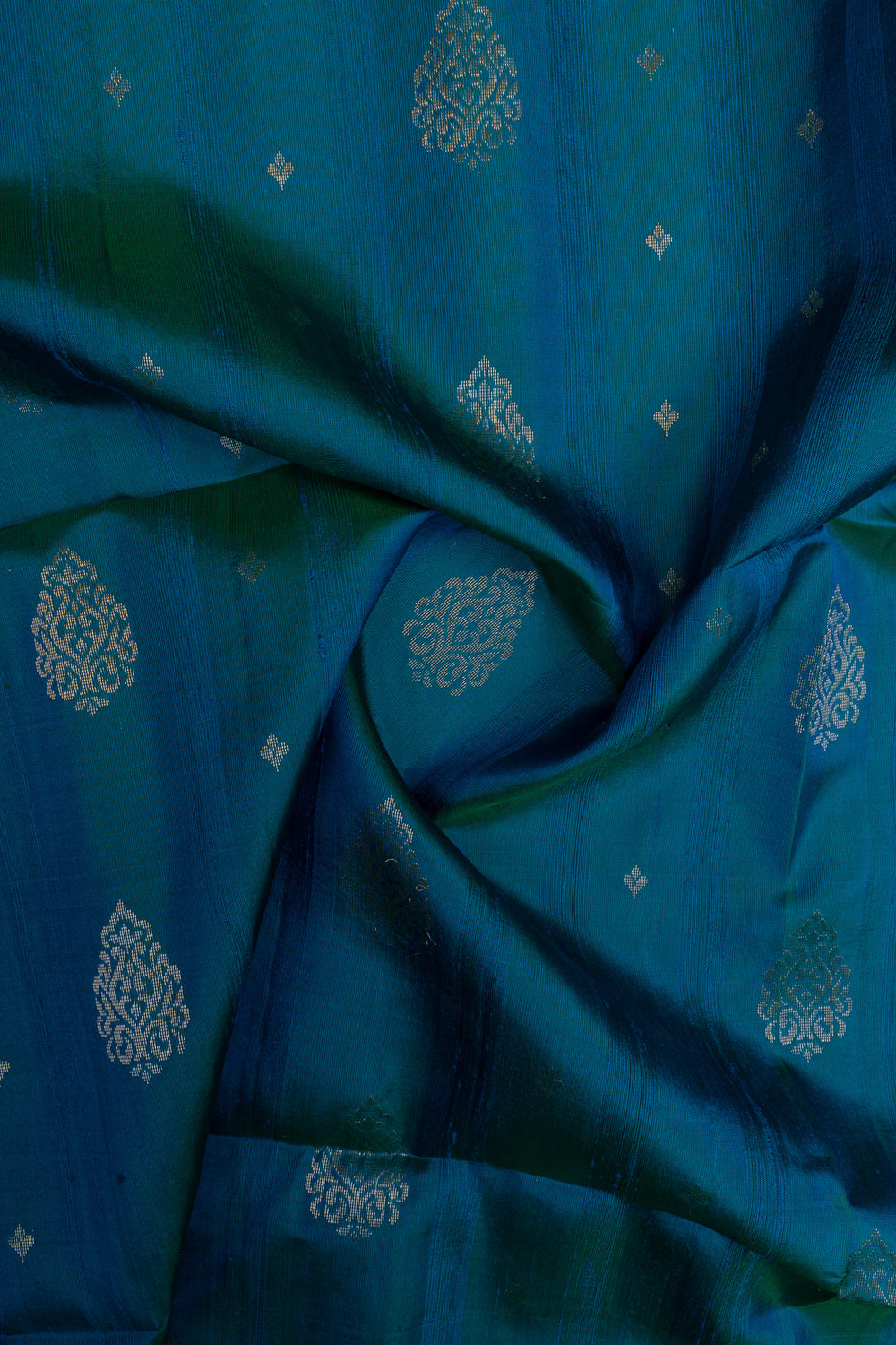 Peacock blue dupian pure soft silk