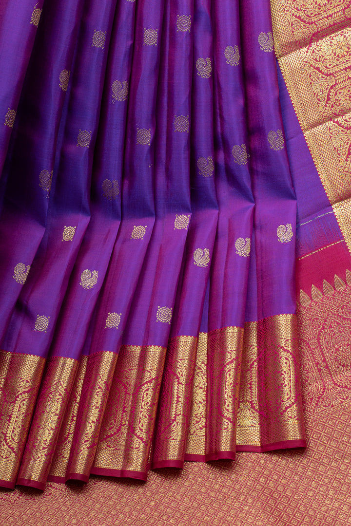 Purple and red traditional pure kanchipuram silk saree