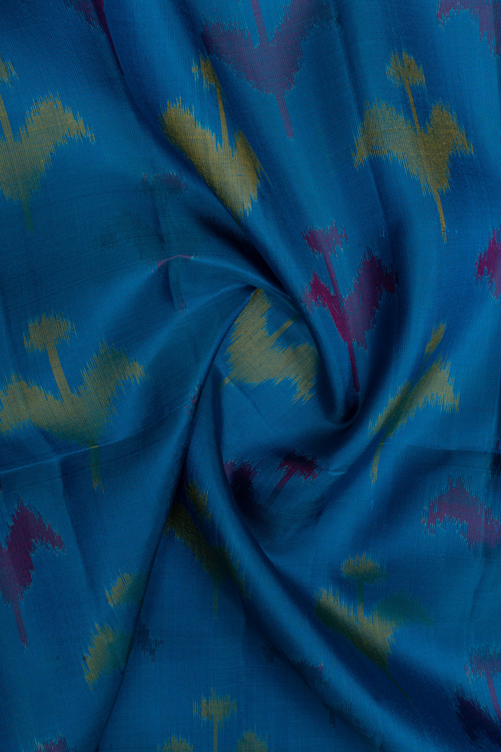 Blue ikat pure soft silk saree