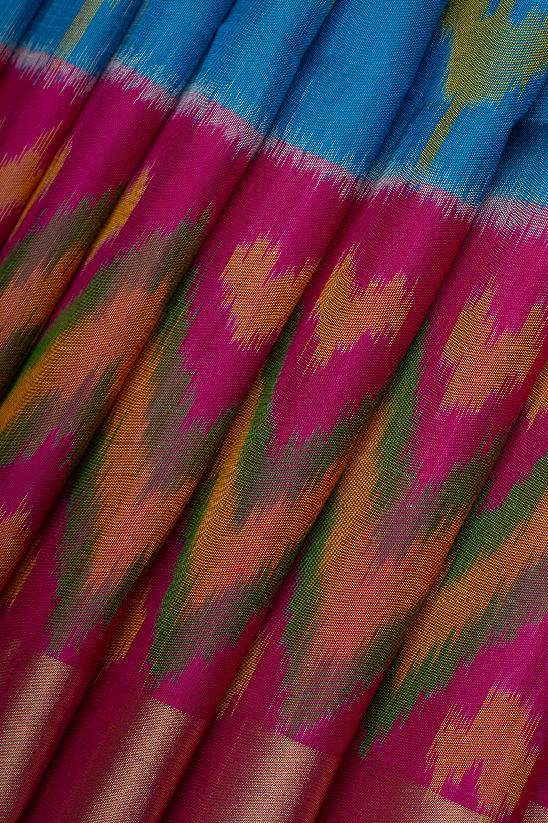 Blue ikat pure soft silk saree