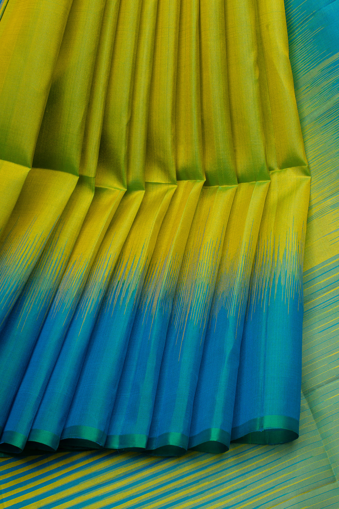 Lime green pure soft silk saree