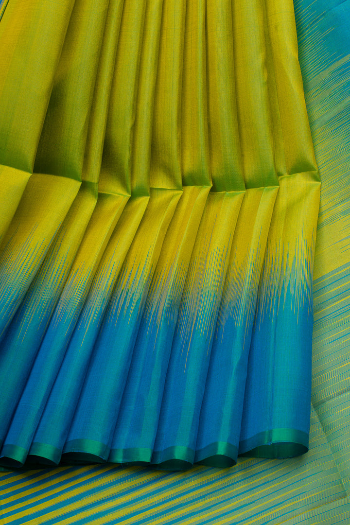 Lime green pure soft silk saree