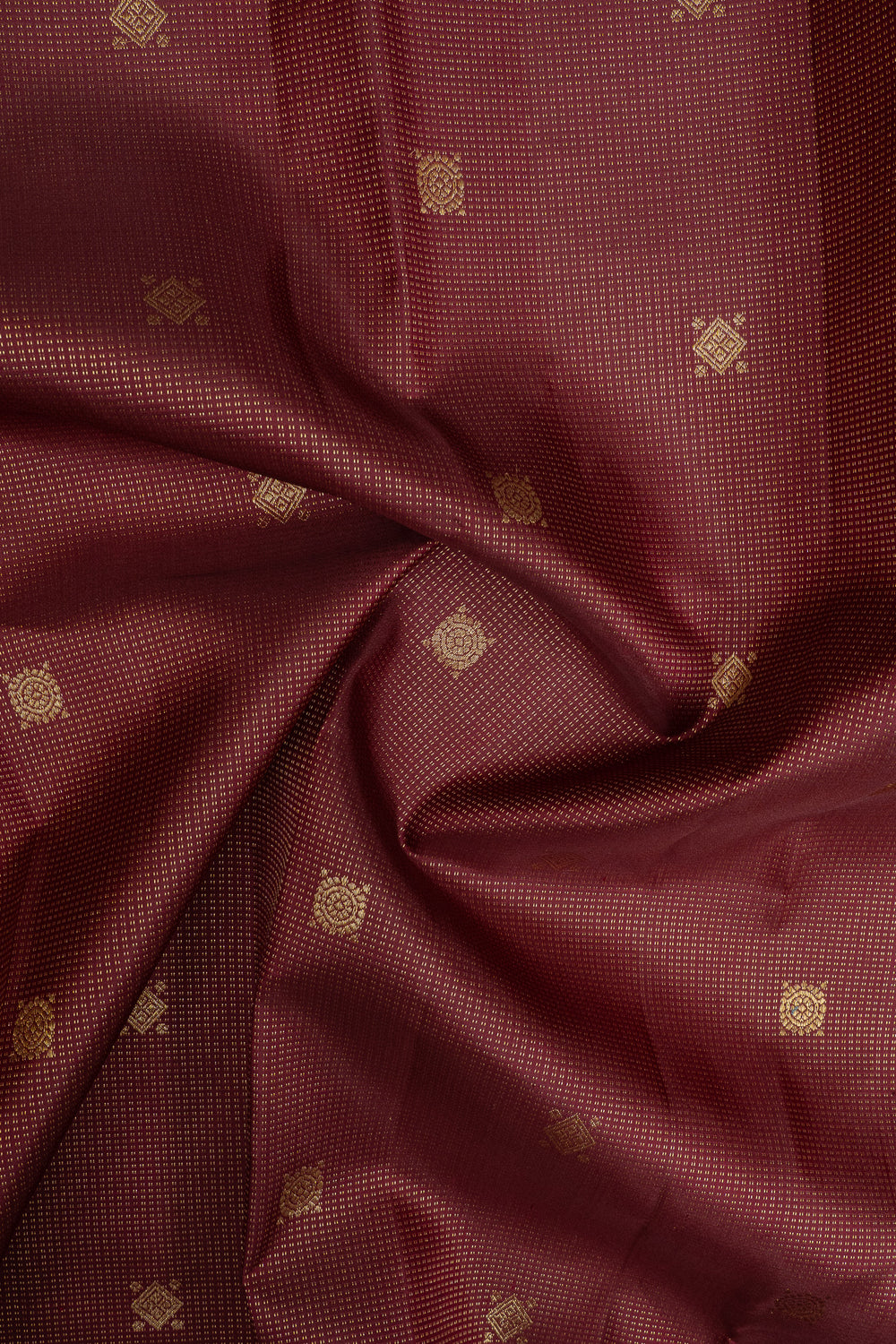 Maroon and gold zari checks pure kanchipuram silk saree