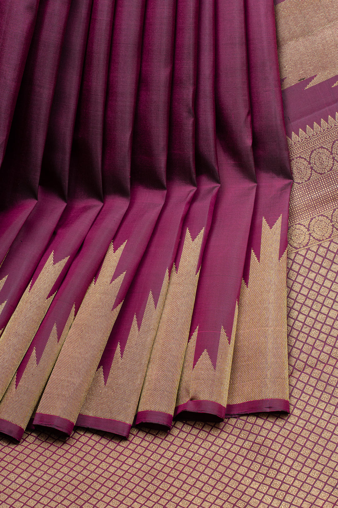 Purple temple border pure kanchipuram silk saree