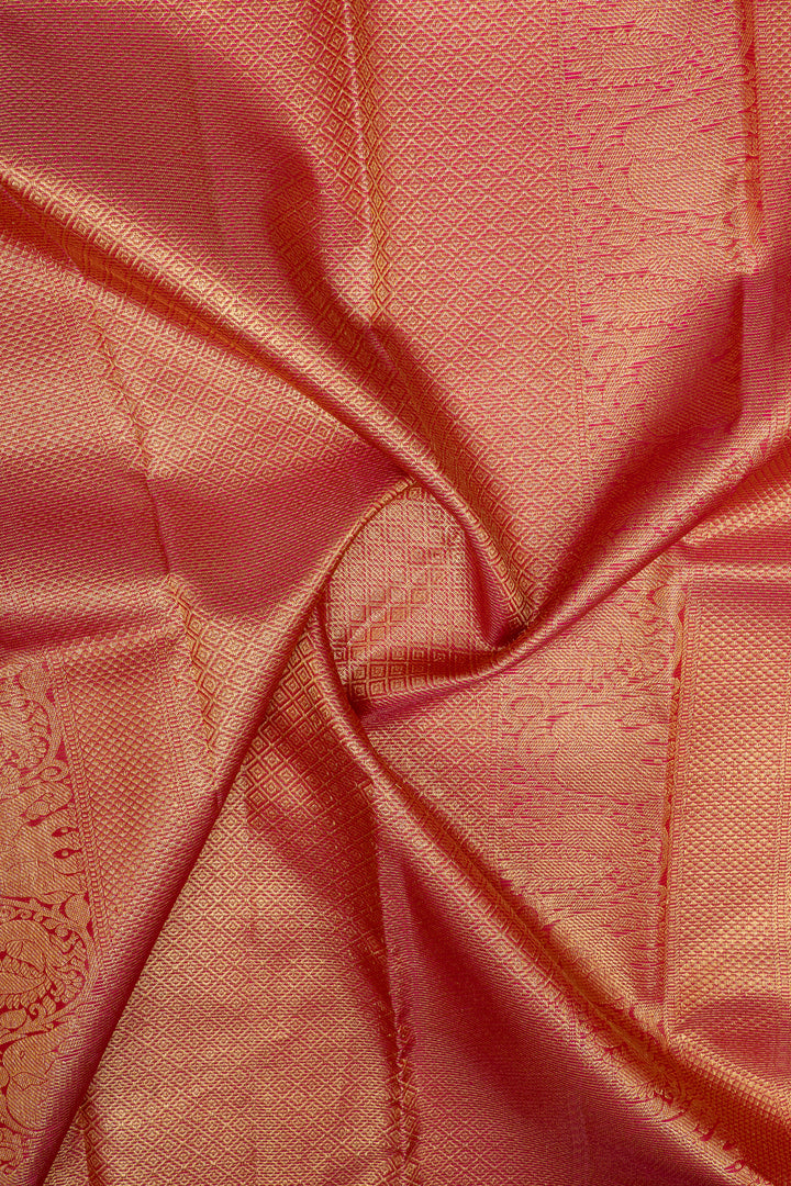 Red and gold Vairaoosi pure kanchipuram silk saree