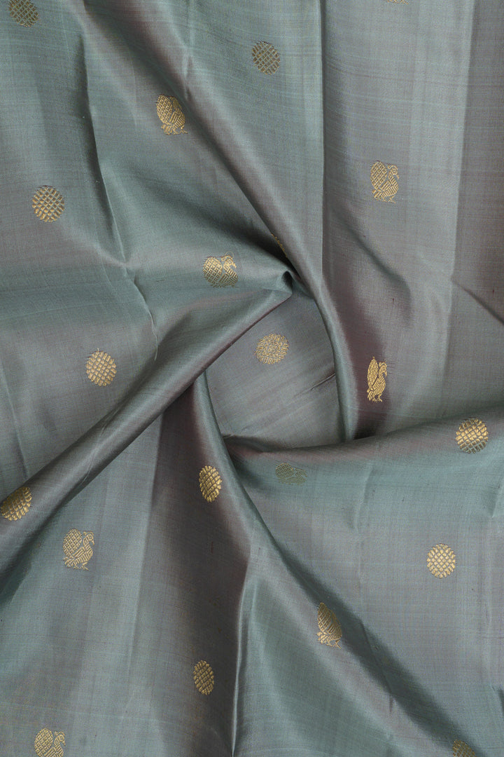 Grey shot colour pure kanchipuram silk saree