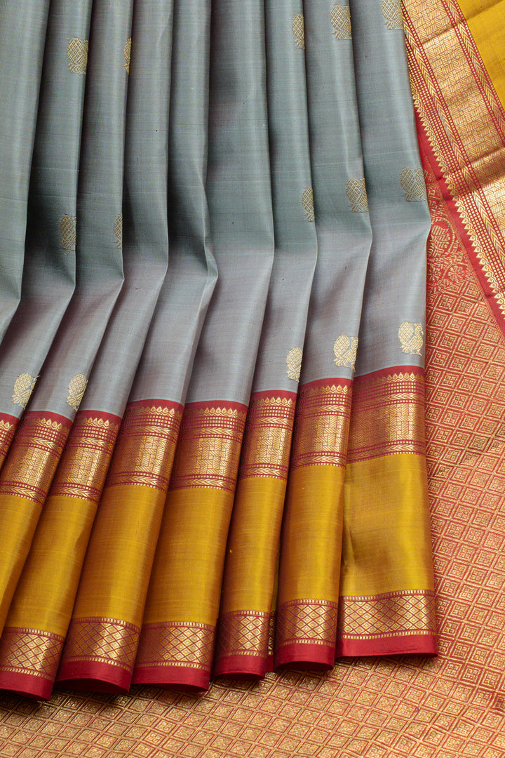 Grey shot colour pure kanchipuram silk saree