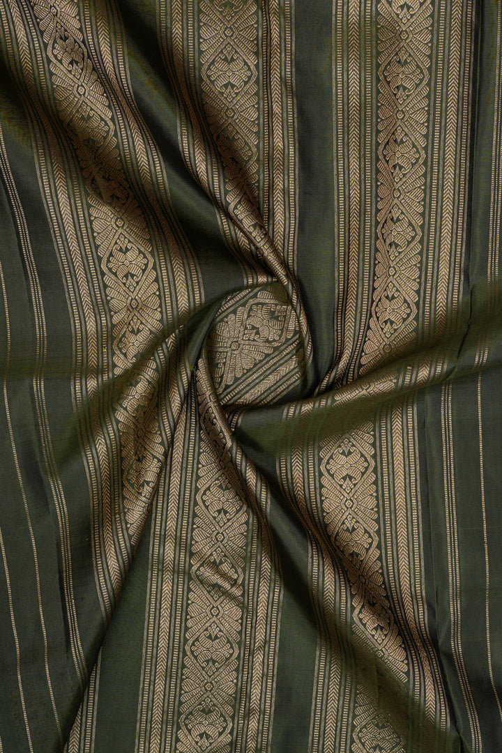 Pine green neli Checks pure kanchipuram silk saree