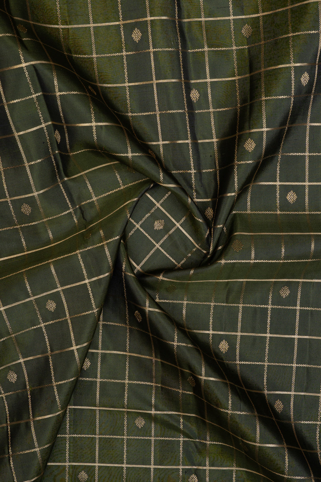 Pine green neli Checks pure kanchipuram silk saree