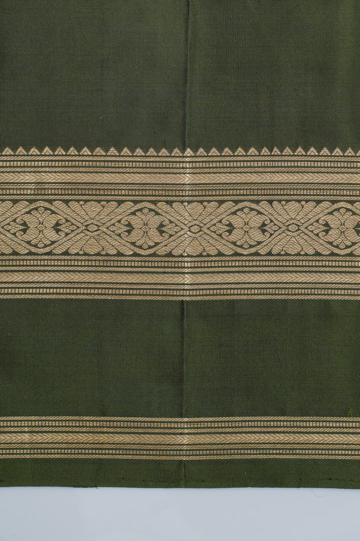 Pine green neli Checks pure kanchipuram silk saree