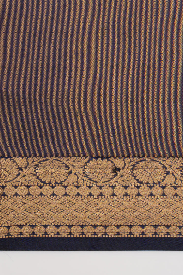 Navy blue traditional pure kanchipuram silk saree