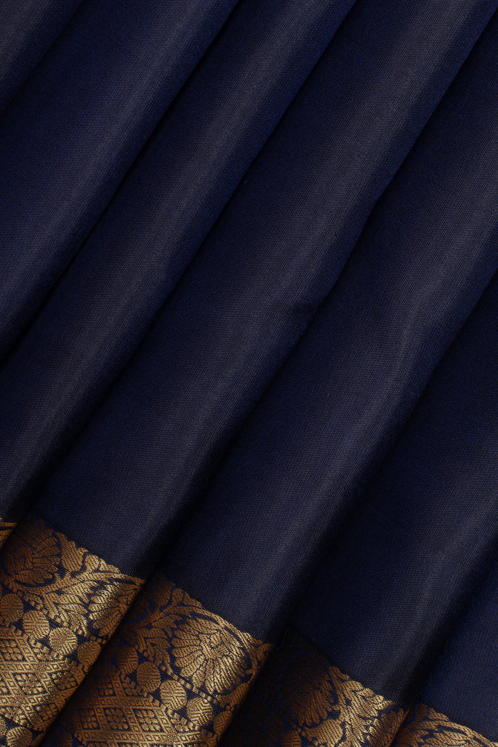 Navy blue traditional pure kanchipuram silk saree