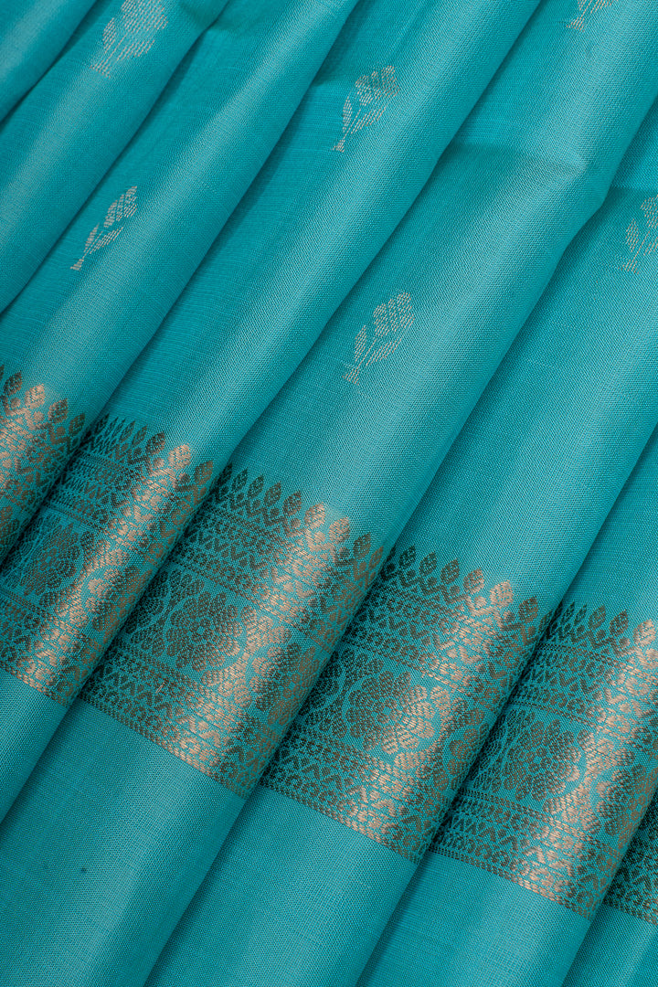 Pastel blue rettai pettu pure soft silk saree