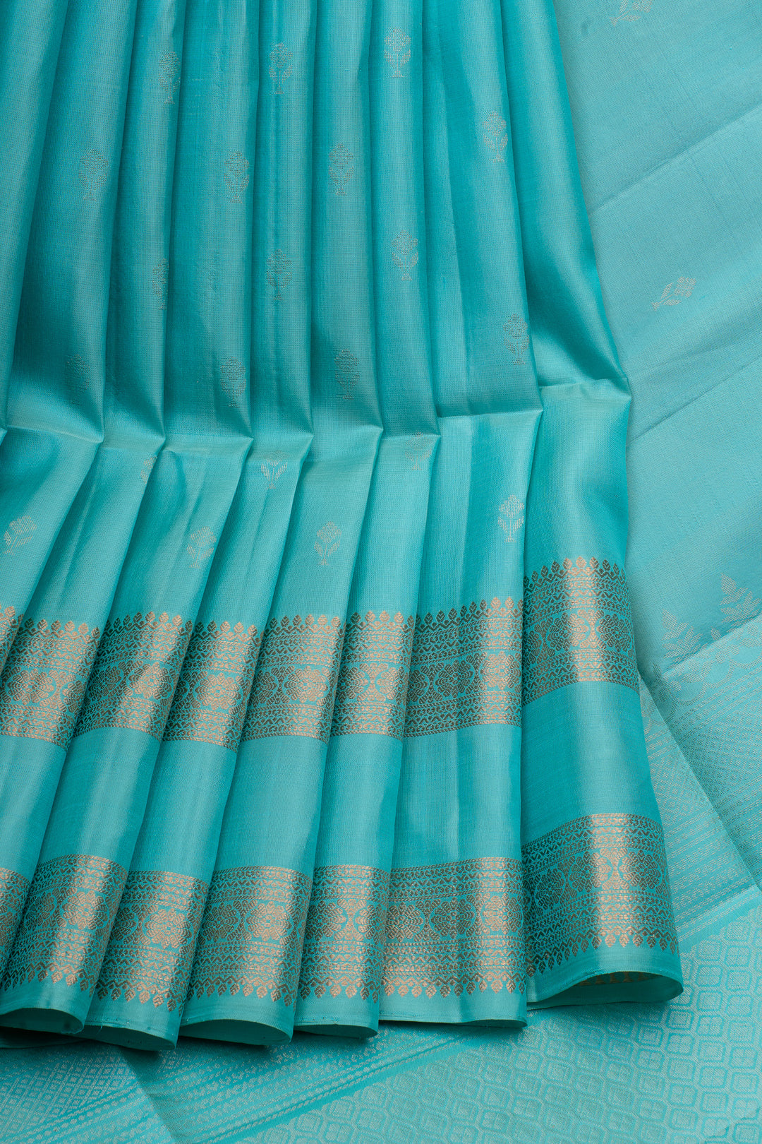 Pastel blue rettai pettu pure soft silk saree