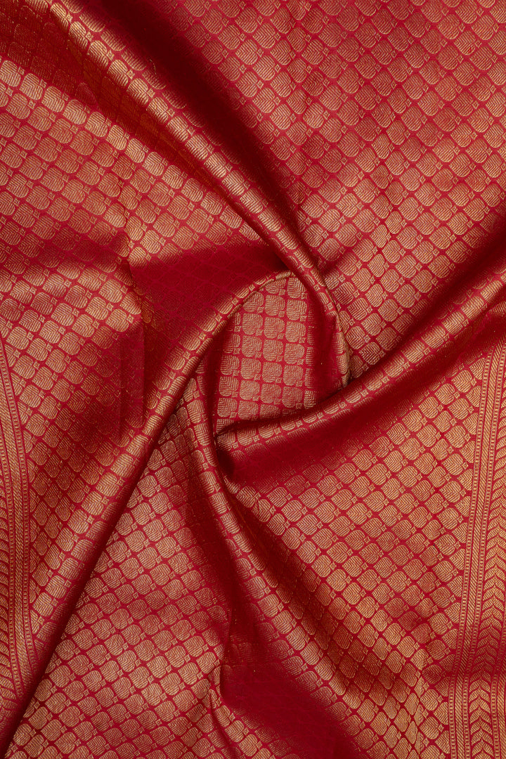 Red and gold traditional pure kanchipuram silk saree
