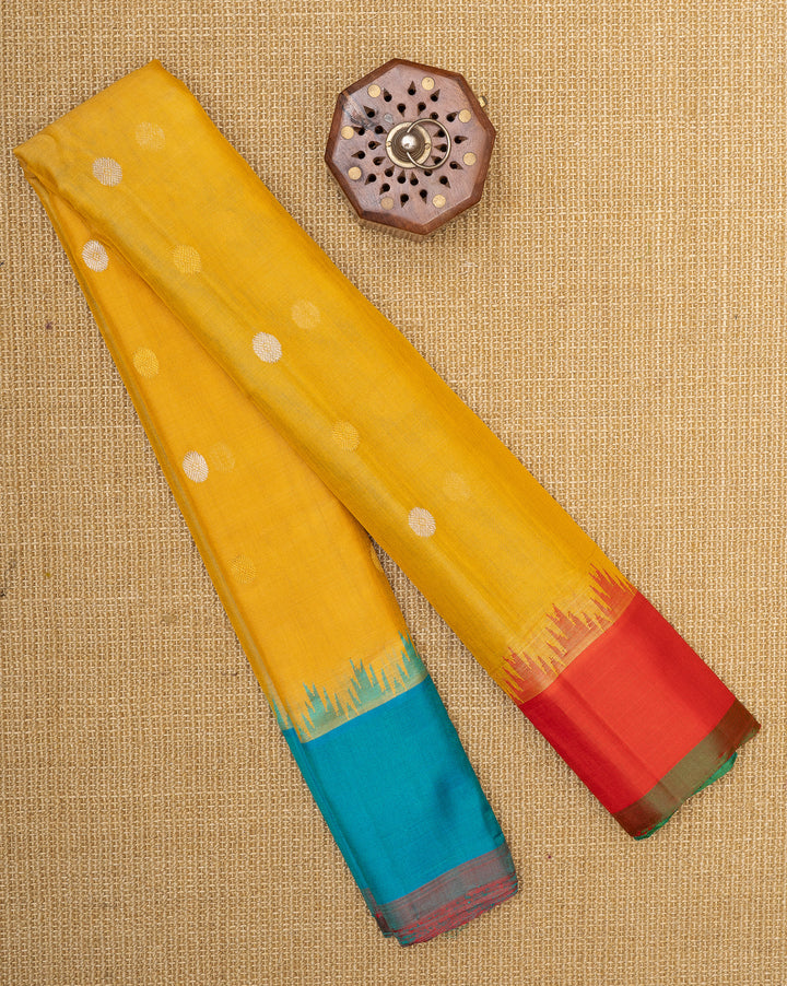 Yellow Ganga Jamuna pure Kuttu Gadwal Silk Saree