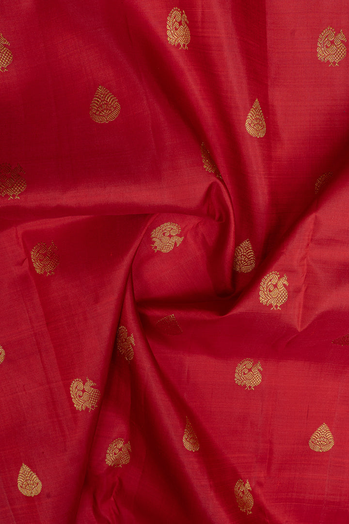 Red and gold traditional pure kanchipuram silk saree