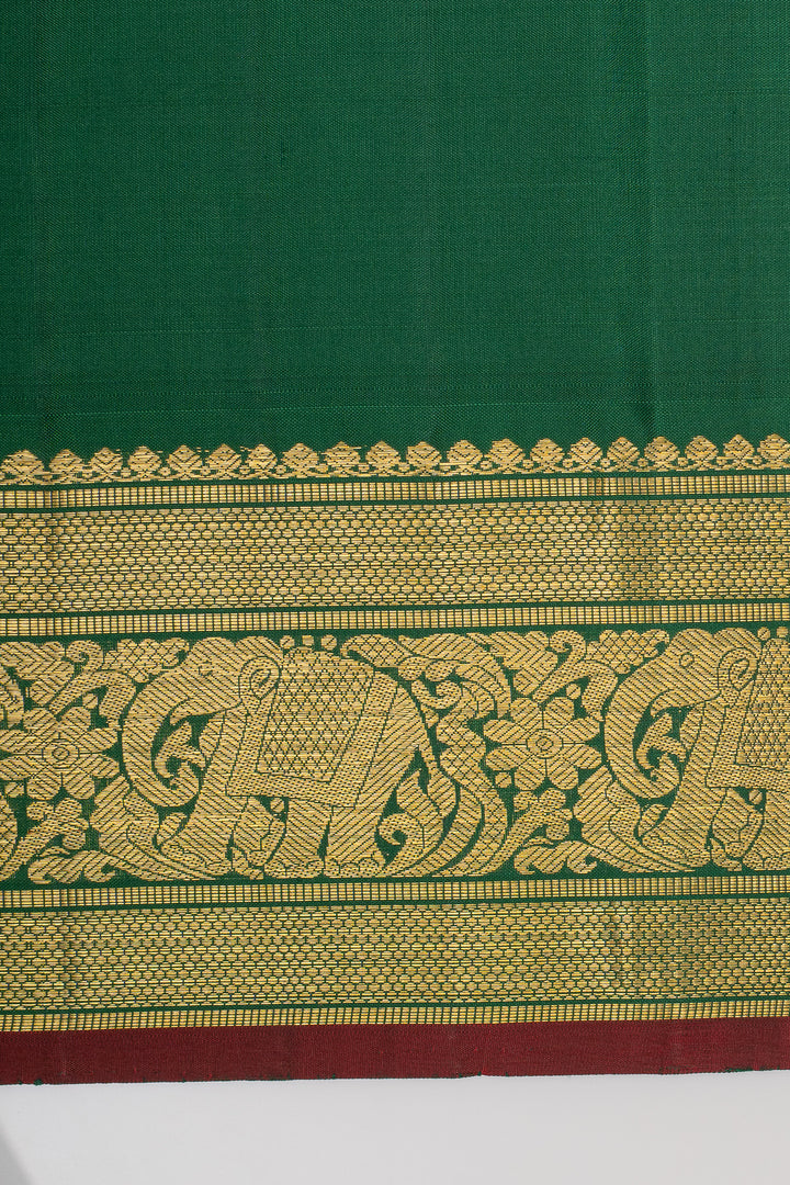 Red and green traditional pure kanchipuram silk saree